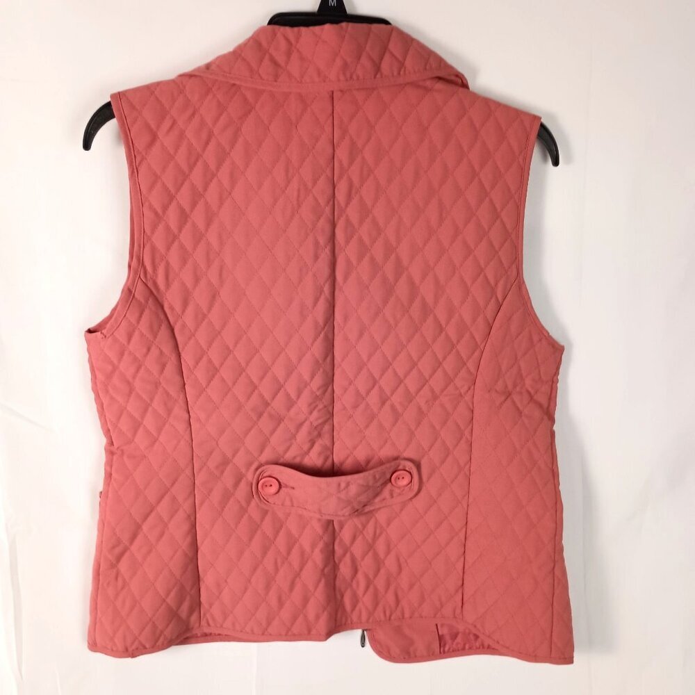 Christopher & Banks Quilted Pink Vest Women S Snap Front Puffer EUC - Picture 2 of 7